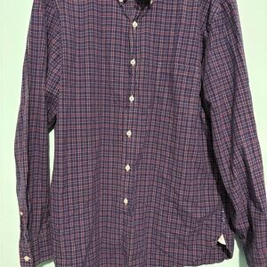 J. Crew Men's Checkered Button Down Shirt - Blue and Red